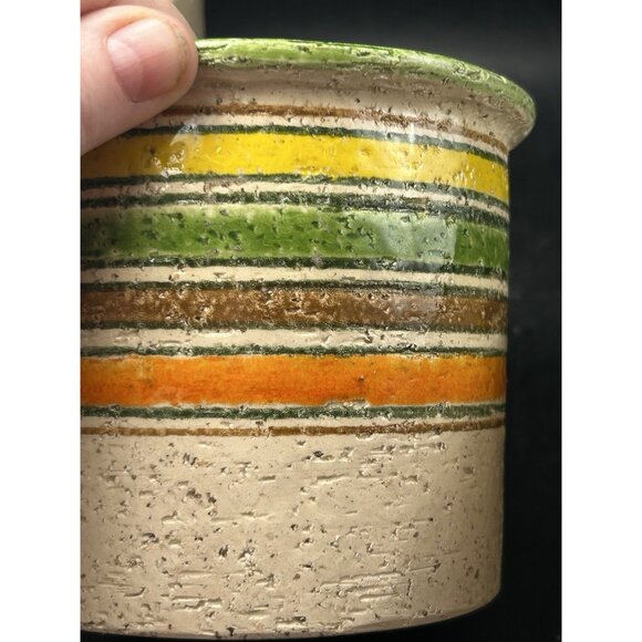 Bitossi Planter Pot Set 3 Londi Italy Pottery Floral Stripe Rosenthal Netter 4" - Picture 3 of 16